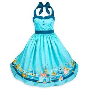 Disney Parks Dress Shop Aqua Blue Halter Pinup Dress XL 1X 2X 3X 4X 5X 37-50”